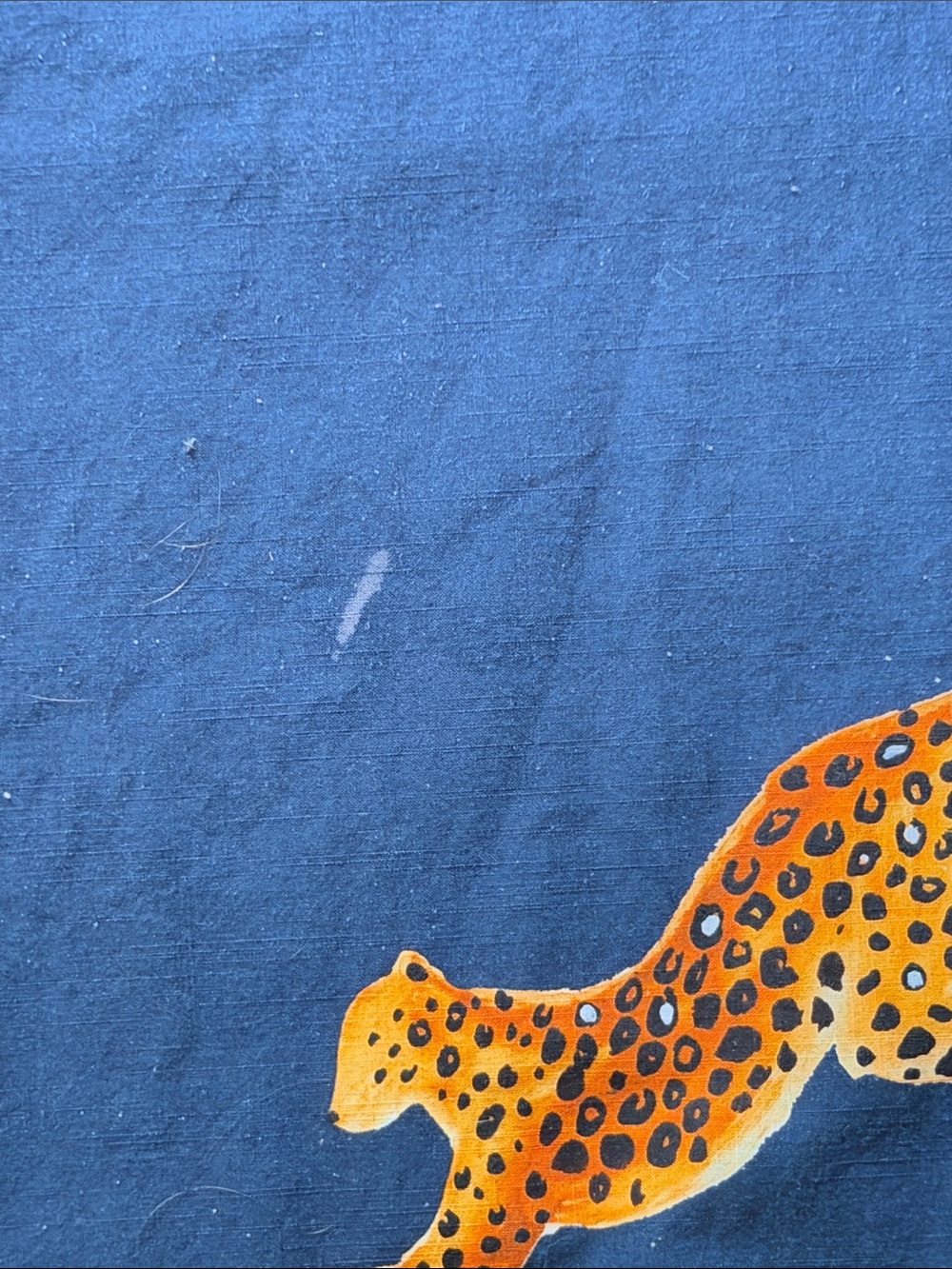 Anthropologie Navy/Orange Cheetah Print shower curtain discontinued - Picture 3 of 6